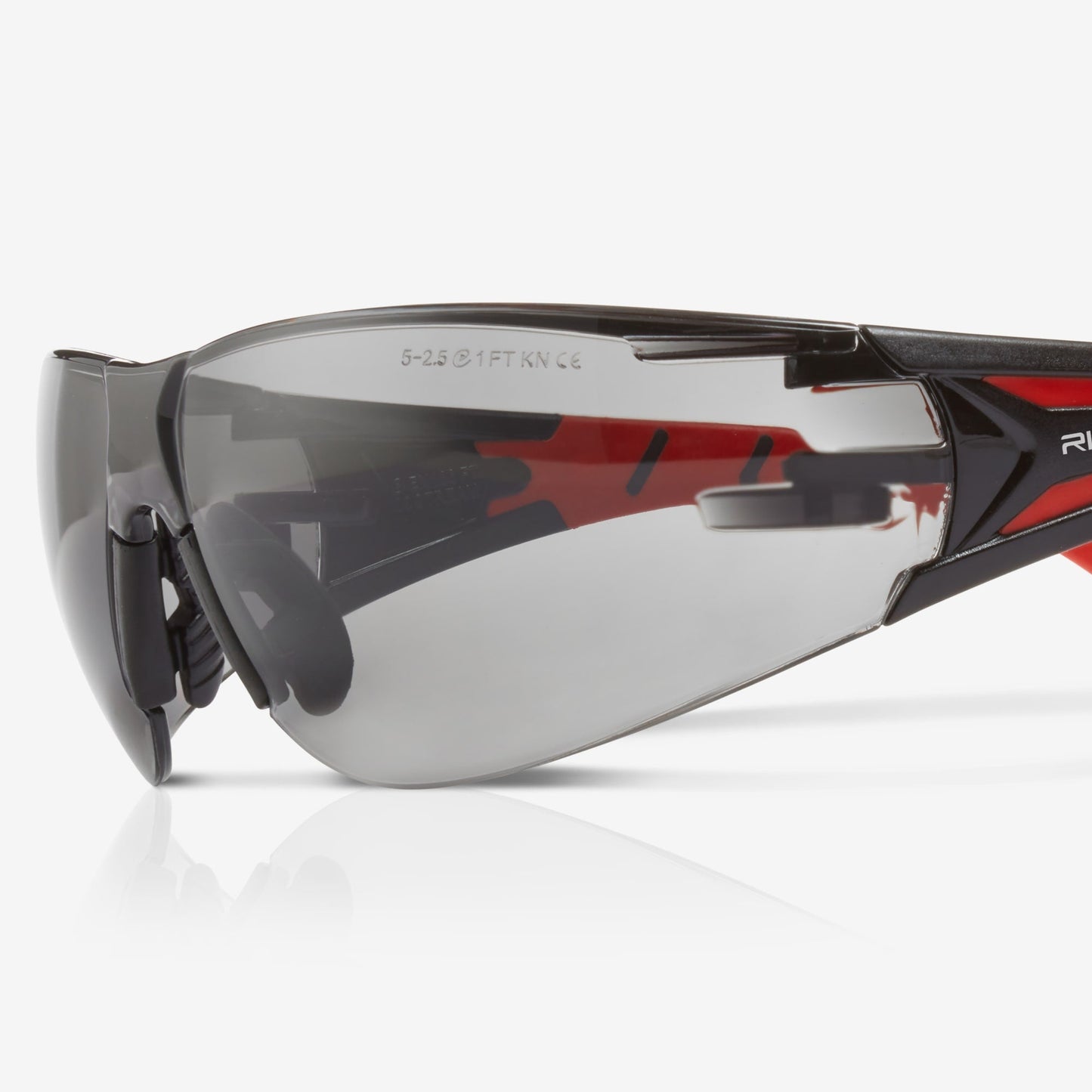 RILEY Stream Red Frameless Metal-Free Safety Glasses with Grey Tint Lens