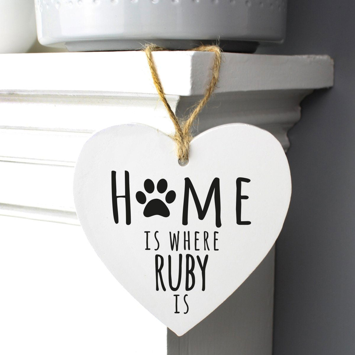 Personalised 'Home Is Where' Pet Wooden Heart Decoration