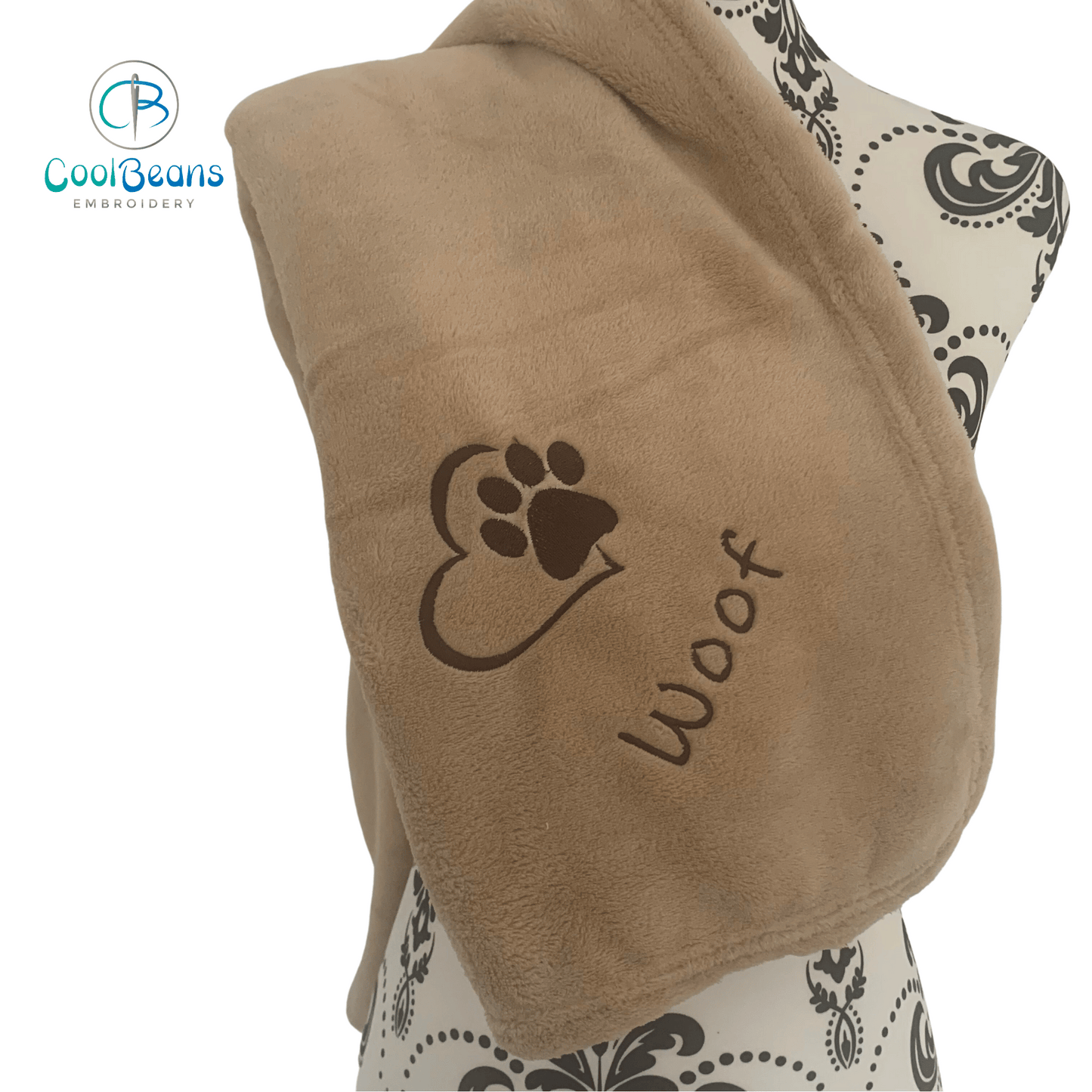 Pet Fleece Blanket - Heart & Paw - Personalised in Corner