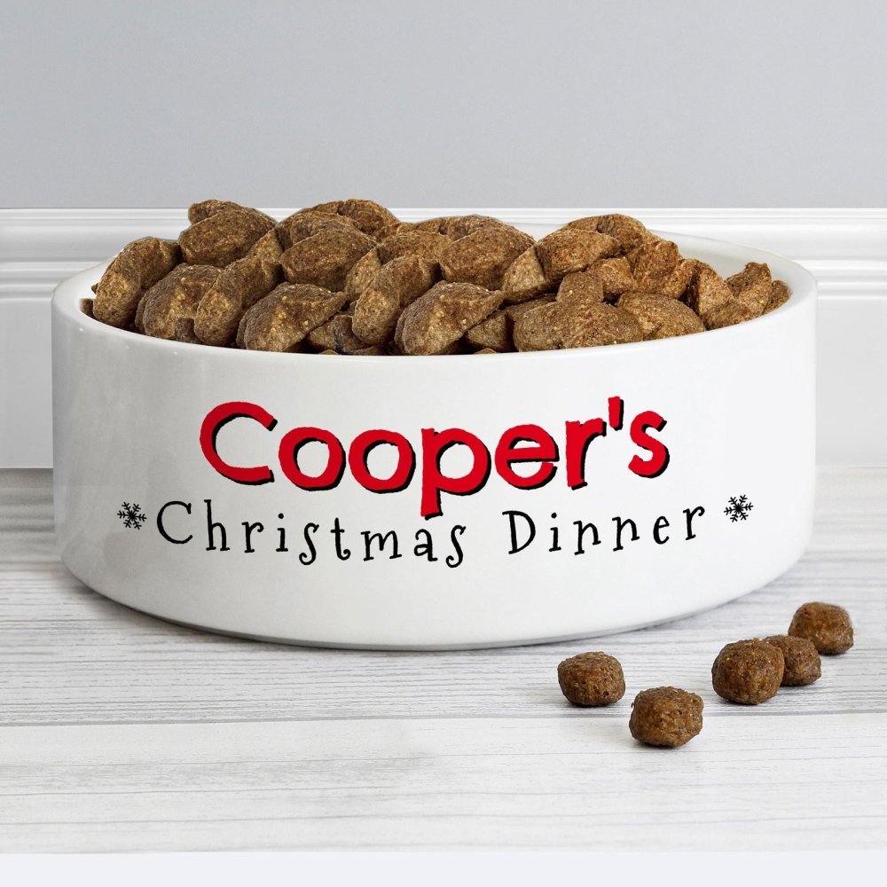 Personalised Christmas Dinner 14Cm Medium Pet Bowl