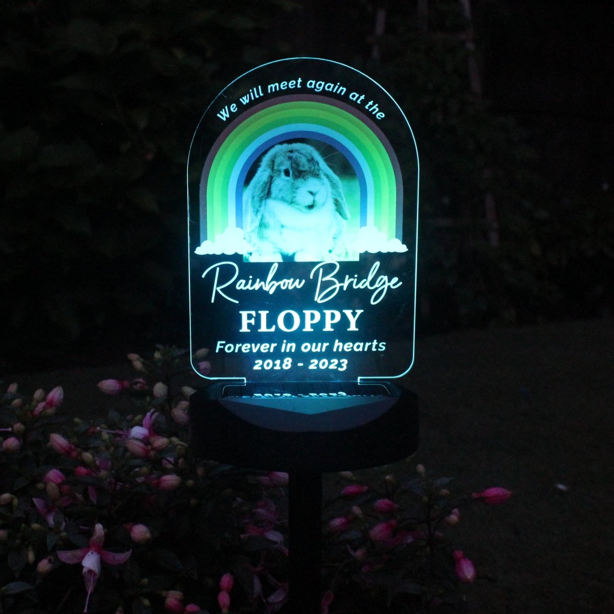 Personalised Rainbow Bridge Pet Memorial Outdoor Solar Light