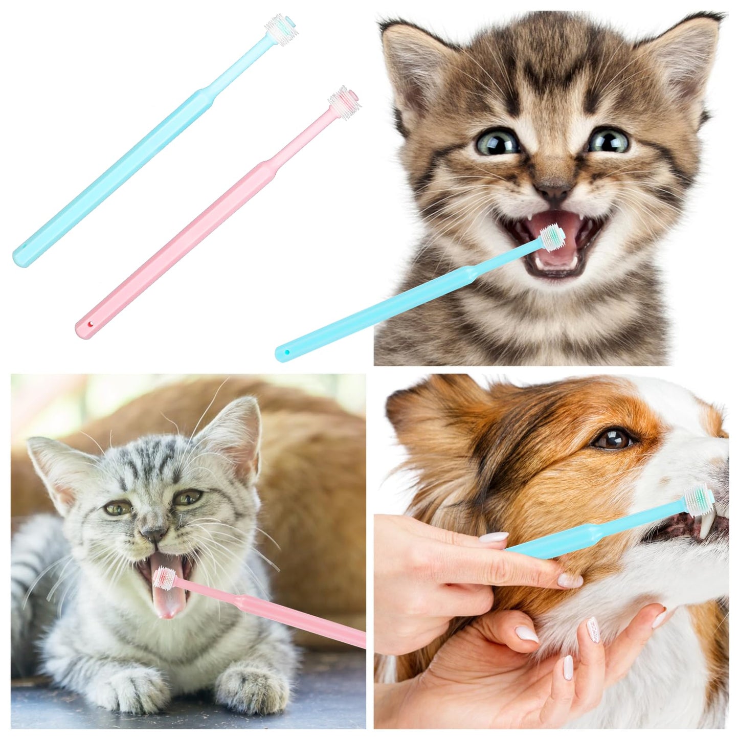 2 Pack Small Dog & Cat Toothbrush,360 Degree Soft Silicone Pet Toothbrush Cat Dental Care Dog Oral Hygiene Deep Clean Pet Teeth Cleaning Kit (Small Size)