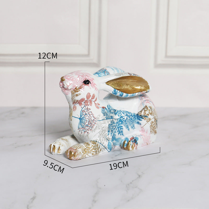 Painted Jade Rabbit Ornaments Cute Rabbit Resin Ornaments