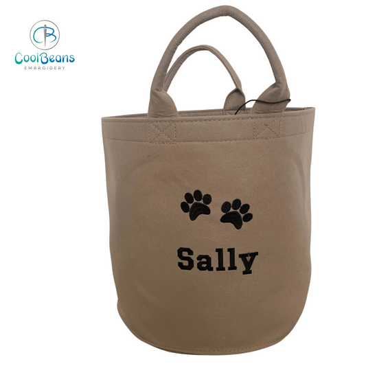 Pet Toy Storage - Two Paws Felt Trug - Pet Storage Tub - Personalised