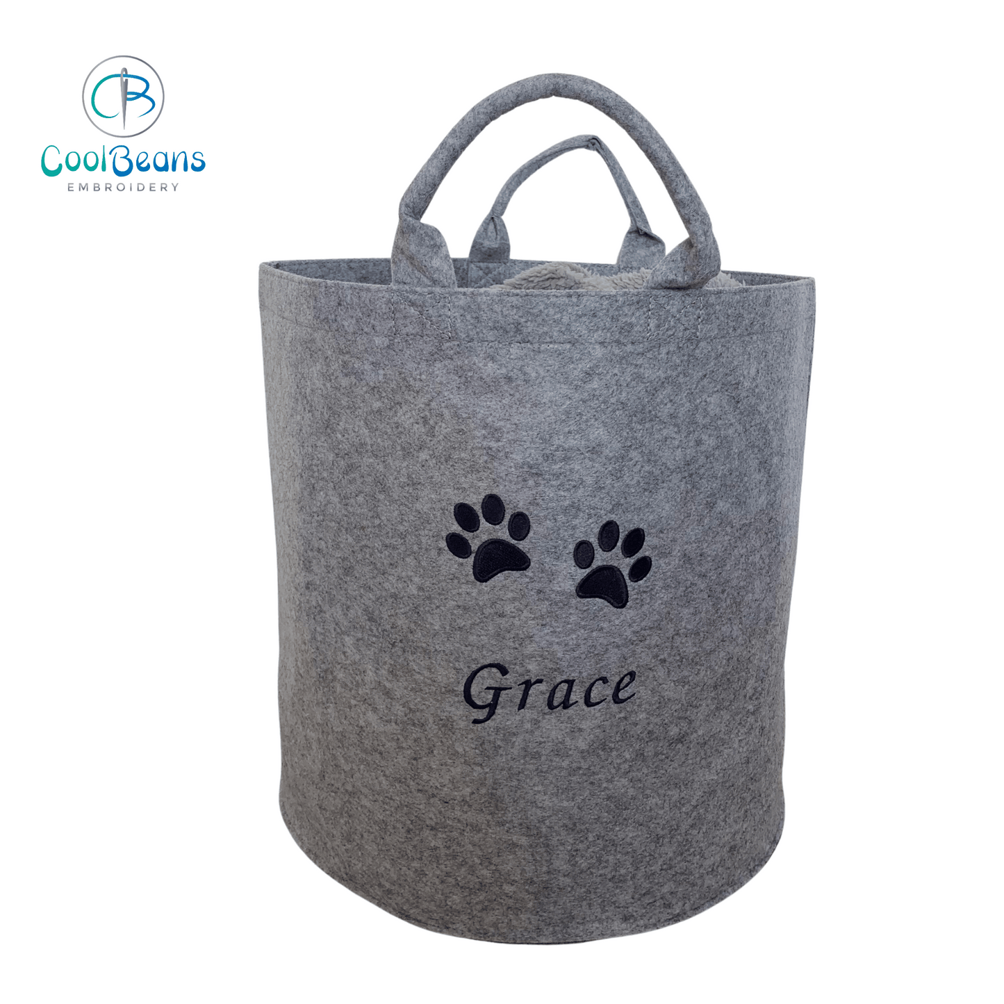 Pet Toy Storage - Two Paws A Felt Trug - Pet Storage Tub - Personalised