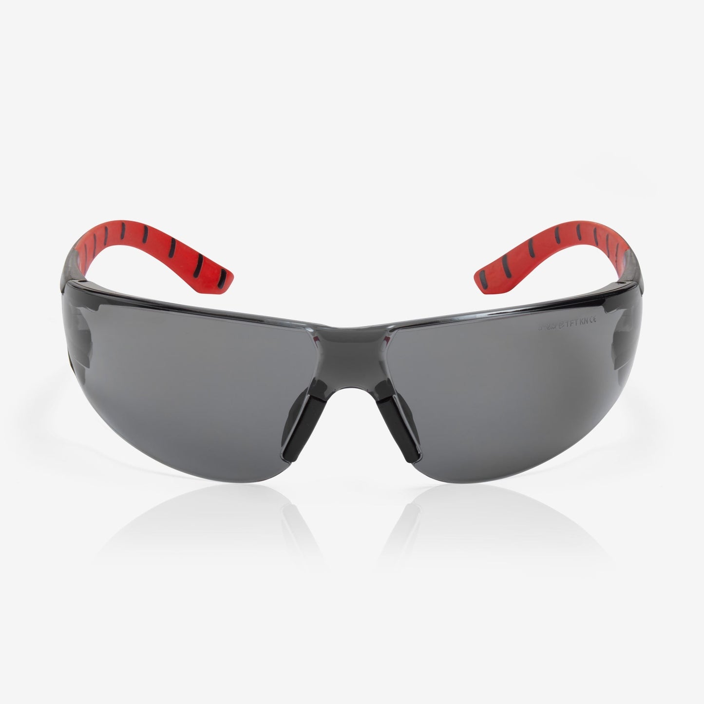 RILEY Stream Red Frameless Metal-Free Safety Glasses with Grey Tint Lens