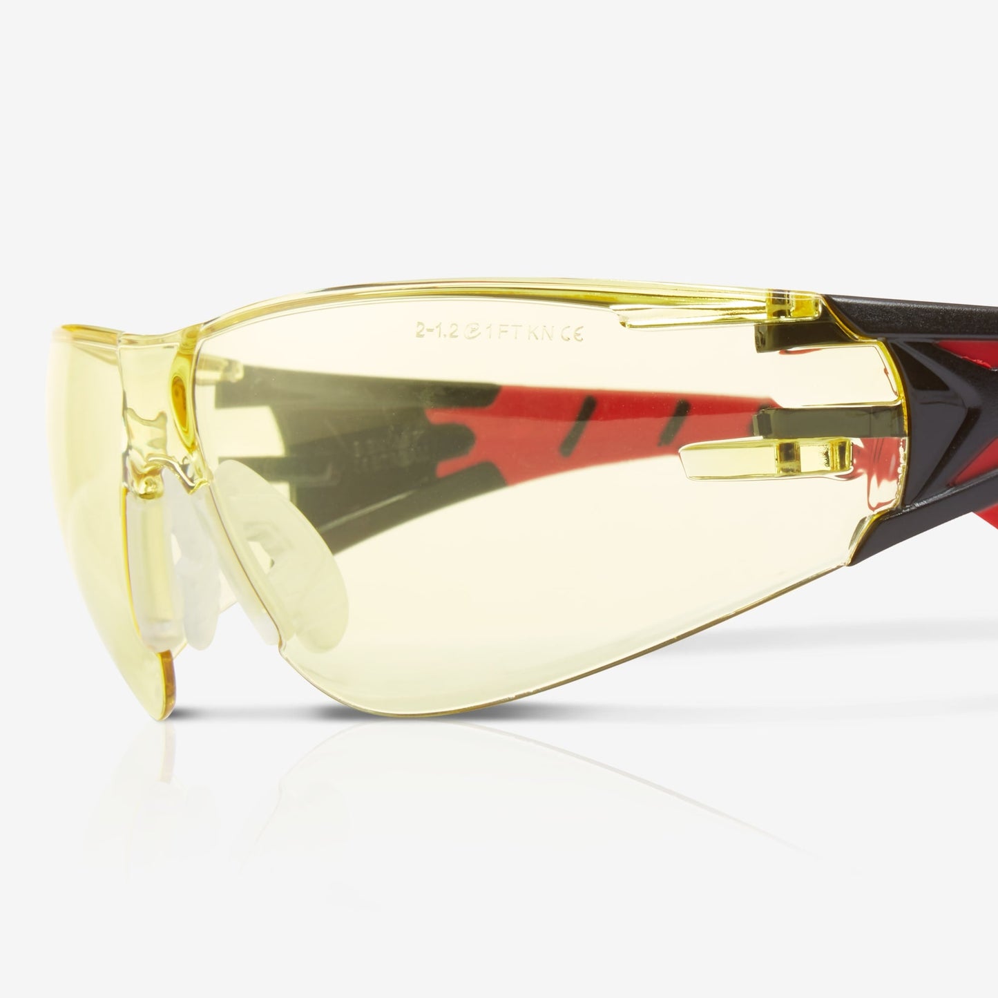 RILEY Stream Red Frameless Metal-Free Safety Glasses with Yellow Tint Lens