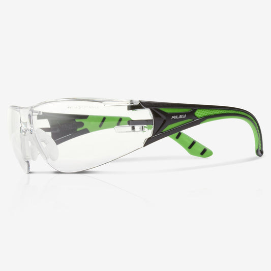 RILEY Stream Green Frameless Metal-Free Safety Glasses with Clear Lens