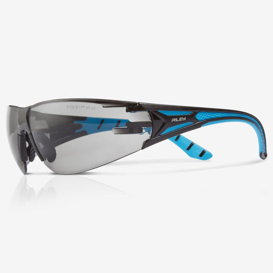 RILEY Stream Blue Frameless Metal-Free Safety Glasses with Grey Tint Lens