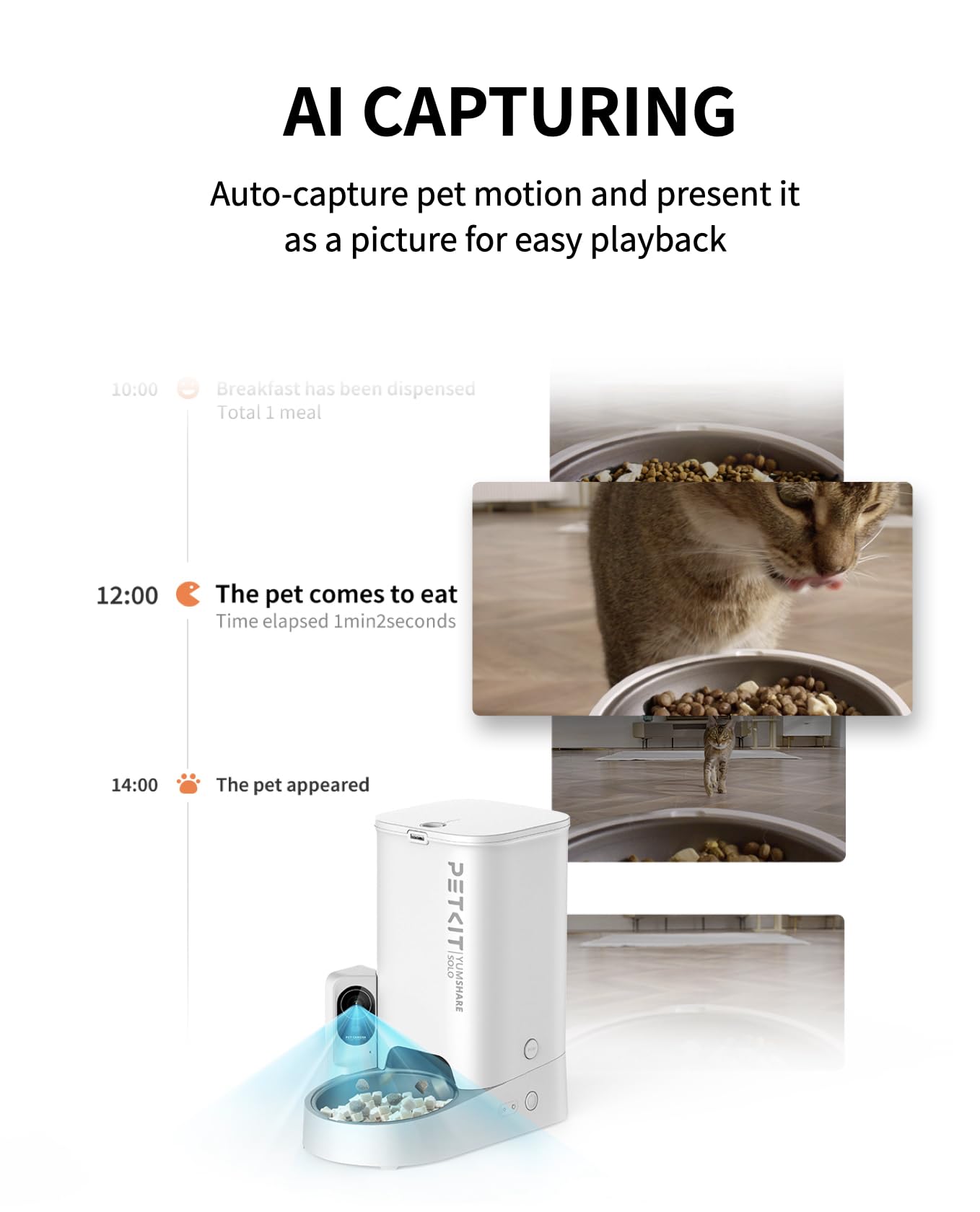 PETKIT Automatic Cat Feeder with Camera, 1080P HD Video with Night Vision, 2-Way Audio, 3L Auto Cat Feeder with Battery-Backup, Low Food & Blockage Sensor, App Control Cat Food Dispenser