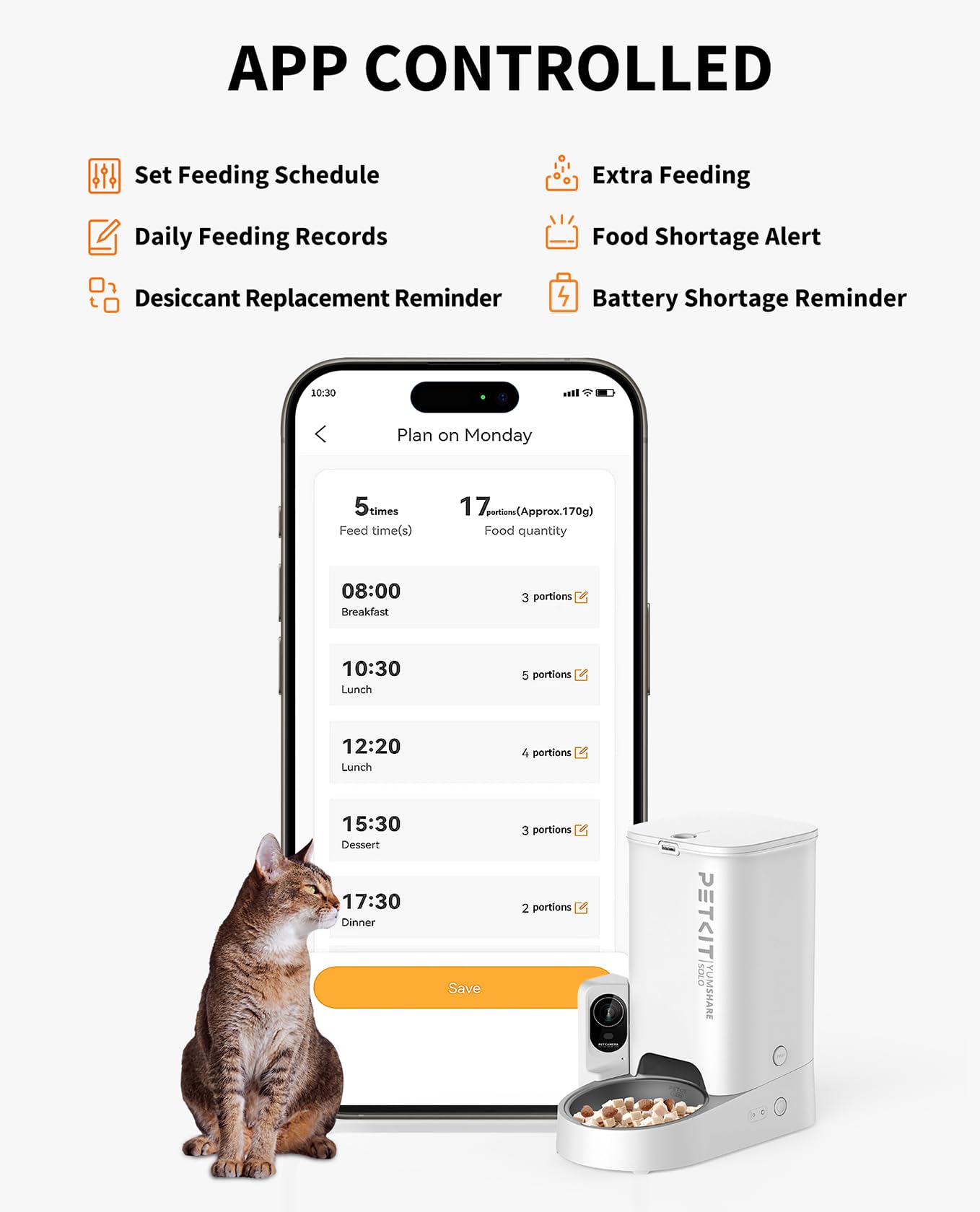 PETKIT Automatic Cat Feeder with Camera, 1080P HD Video with Night Vision, 2-Way Audio, 3L Auto Cat Feeder with Battery-Backup, Low Food & Blockage Sensor, App Control Cat Food Dispenser