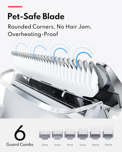 HomeRunPet Ultra Quiet Pet Vacuum, Suction 99% pet Hair, 6 Tool Grooming Kit, Anti Shedding, 1.85L Dust Cup, Home Grooming & Cleaning for Dogs, Cats, Others