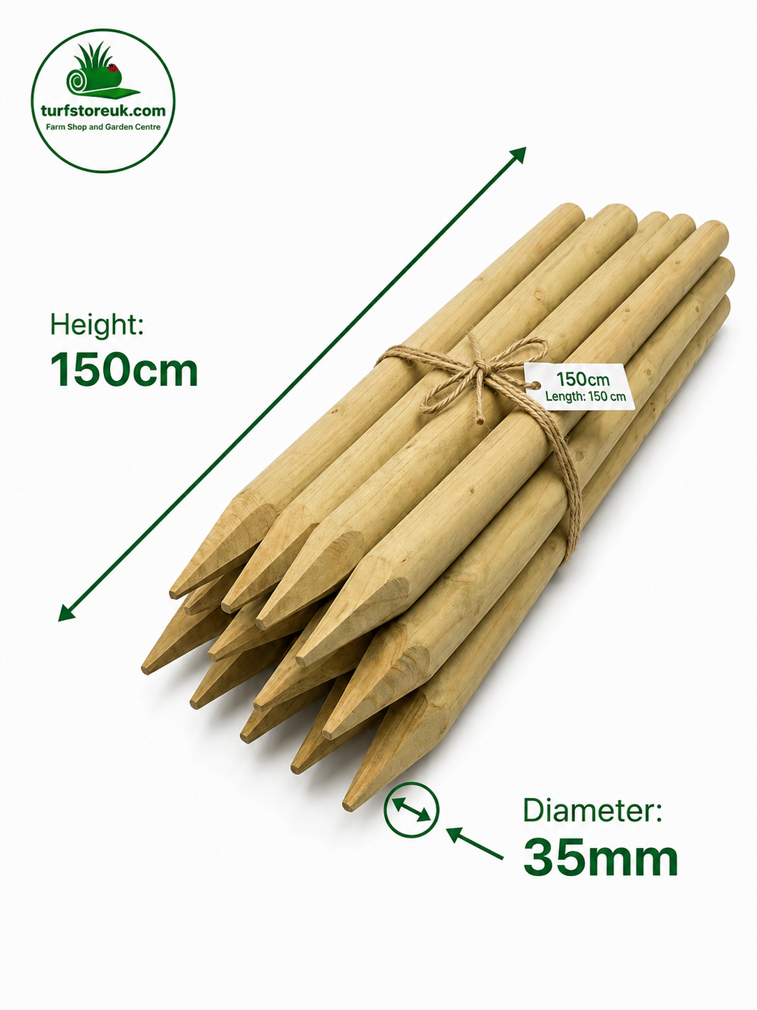 Westland Wooden Tree Stake 150cm x 35mm Pressure Treated Garden Plant Support - Free Delivery