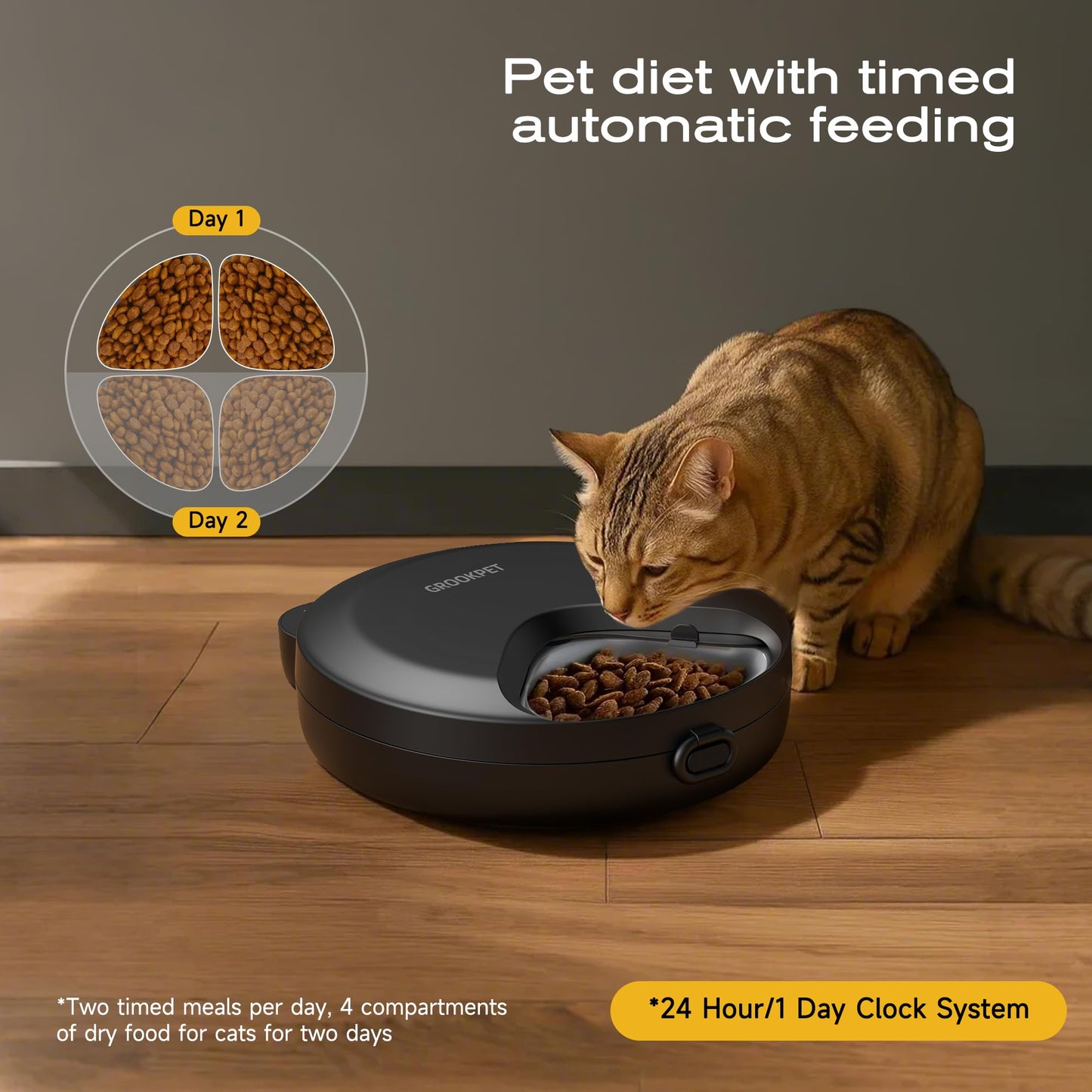 Automatic Cat Feeder Wet Food: Cordless Cat Food Dispenser with Timer - Pet Feeder with Ice Pack for Wet & Dry Food Refrigerated - Auto Wireless Small Dog Feeder Battery Power - Supply 4 Meals per Day