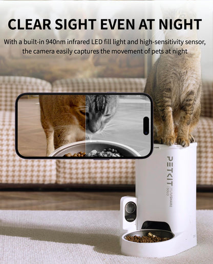 PETKIT Automatic Cat Feeder with Camera, 1080P HD Video with Night Vision, 2-Way Audio, 3L Auto Cat Feeder with Battery-Backup, Low Food & Blockage Sensor, App Control Cat Food Dispenser