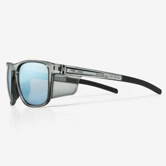 RILEY Navigator X Smoked Frame Safety Sunglasses with Blue Mirror Revo Lens