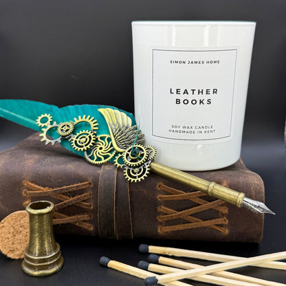 Leather Books Candle - Luxury Soy Wax