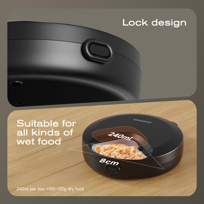 Automatic Cat Feeder Wet Food: Cordless Cat Food Dispenser with Timer - Pet Feeder with Ice Pack for Wet & Dry Food Refrigerated - Auto Wireless Small Dog Feeder Battery Power - Supply 4 Meals per Day