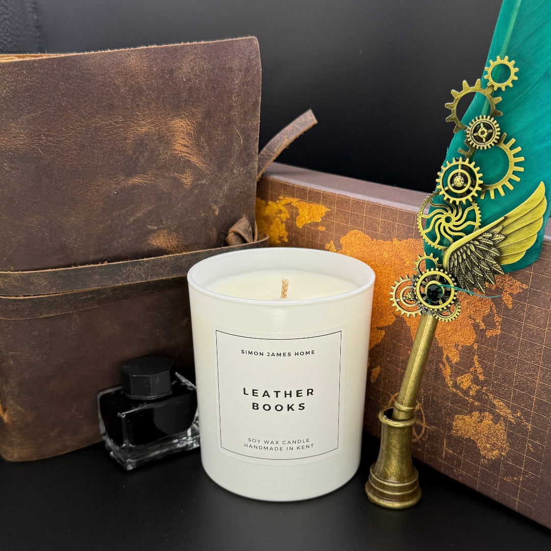 Leather Books Candle - Luxury Soy Wax