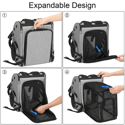 COVONO Expandable Pet Carrier Backpack for Cats, Dogs and Small Animals, Portable Pet Travel Carrier, Super Ventilated Design, Airline Approved, Ideal for Traveling/Hiking/Camping