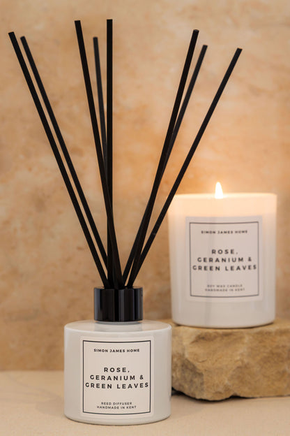 Rose, Geranium & Green Leaves Reed Diffuser