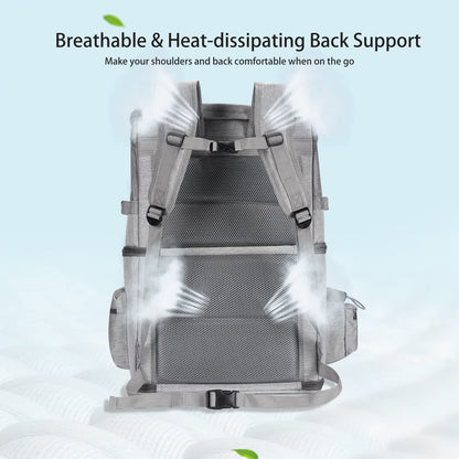 FASNATI Double-Compartment Pet Carrier Backpack, Cat Carrier Backpack for 2 Small Cats, Dogs and Rabbits, Perfect for Traveling/Hiking/Camping, Grey