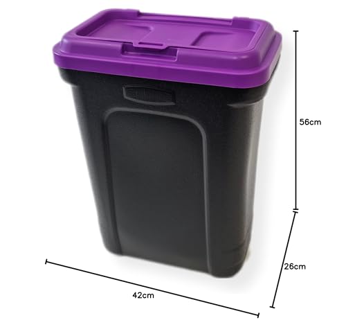 HH Home Hut 35L Large Pet Food Container Dog Cat Animal Storage Bin 16KG Dry Feed 23KG Seed Including Air Tight Seal Purple Lid