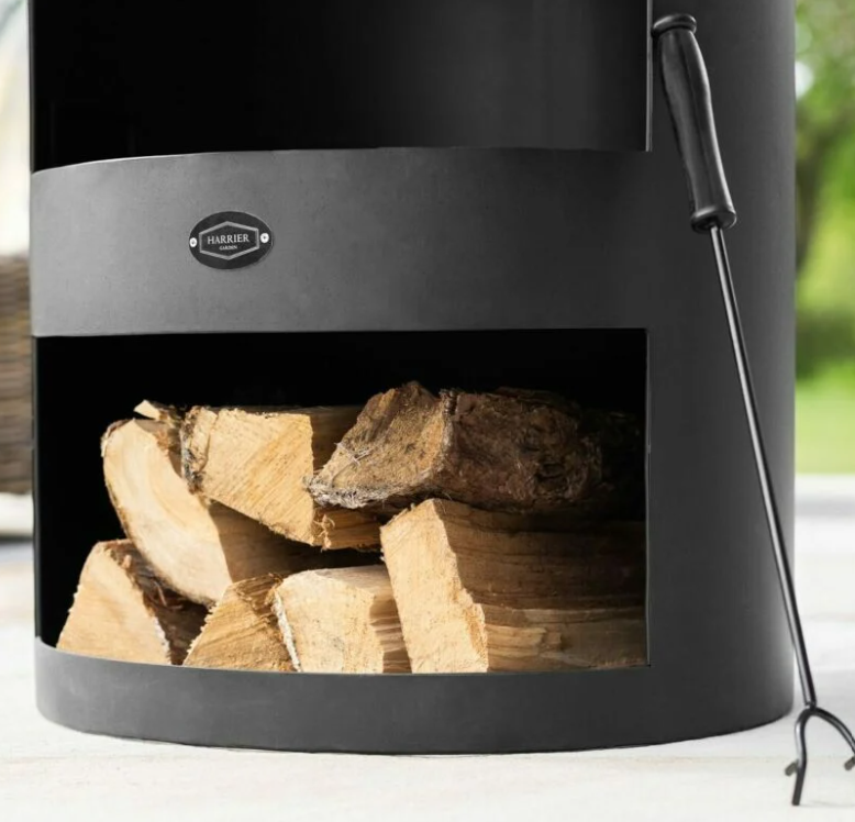 Chiminea Fire Pit with Log Store