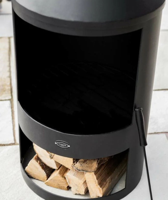 Chiminea Fire Pit with Log Store