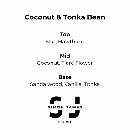 Coconut & Tonka Bean Candle - Luxury Soy Wax - Handmade Coconut Candle
