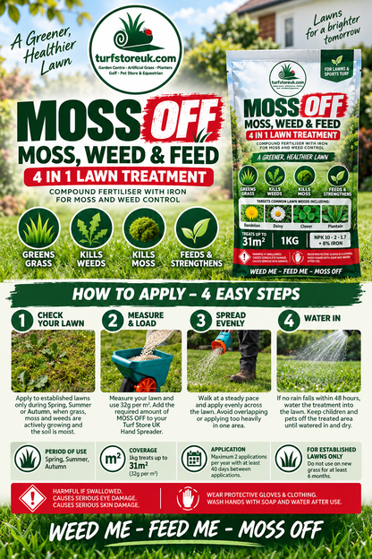 MOSS OFF - Moss, Weed & Feed 4 in 1 Lawn Treatment