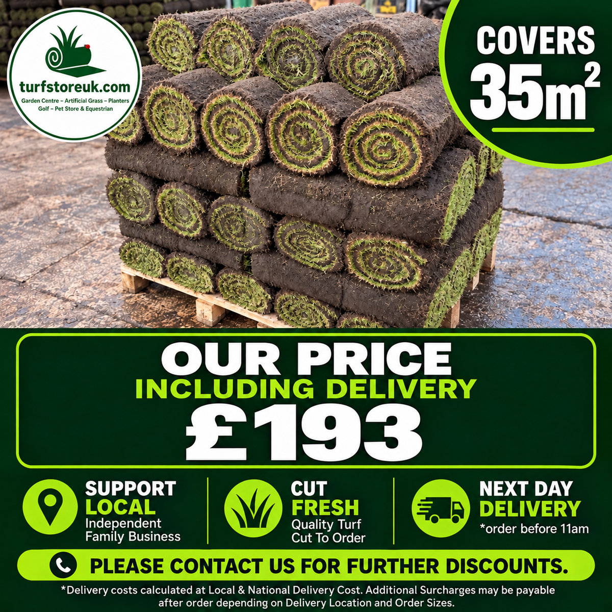 35 Quality Turf Rolls £193 Including Delivery