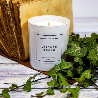 Leather Books Candle - Luxury Soy Wax