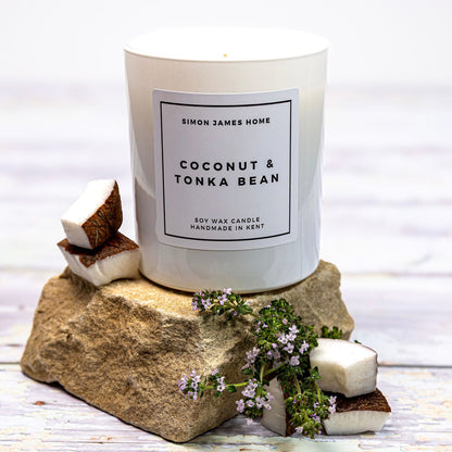 Coconut & Tonka Bean Candle - Luxury Soy Wax - Handmade Coconut Candle