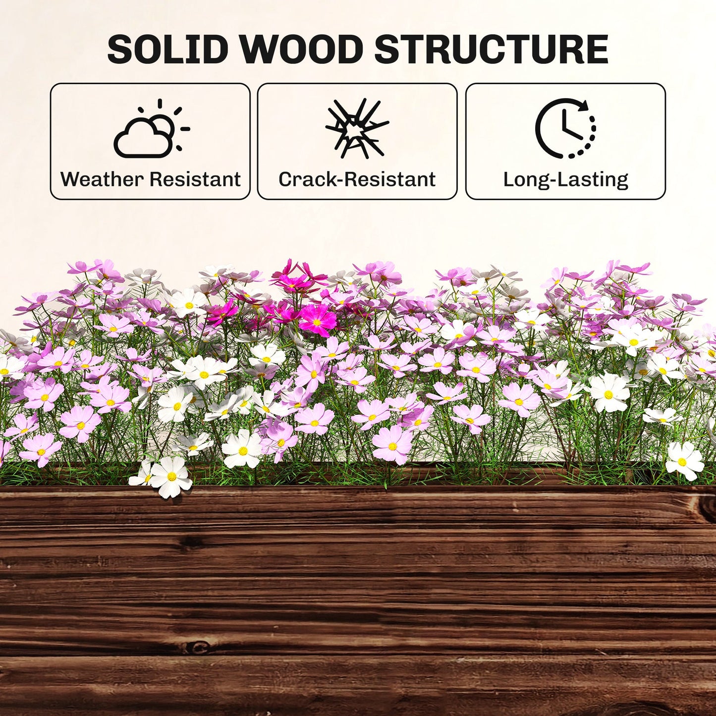 Outsunny 3-Tier Wooden Raised Planter, Raised Garden Bed on Legs with Drainage Holes and Bed Liner, Elevated Garden Planter