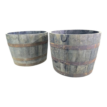 Large Oak Reclaimed Whisky Barrel Planter Pot 50cm Outdoor Garden Decor Patio