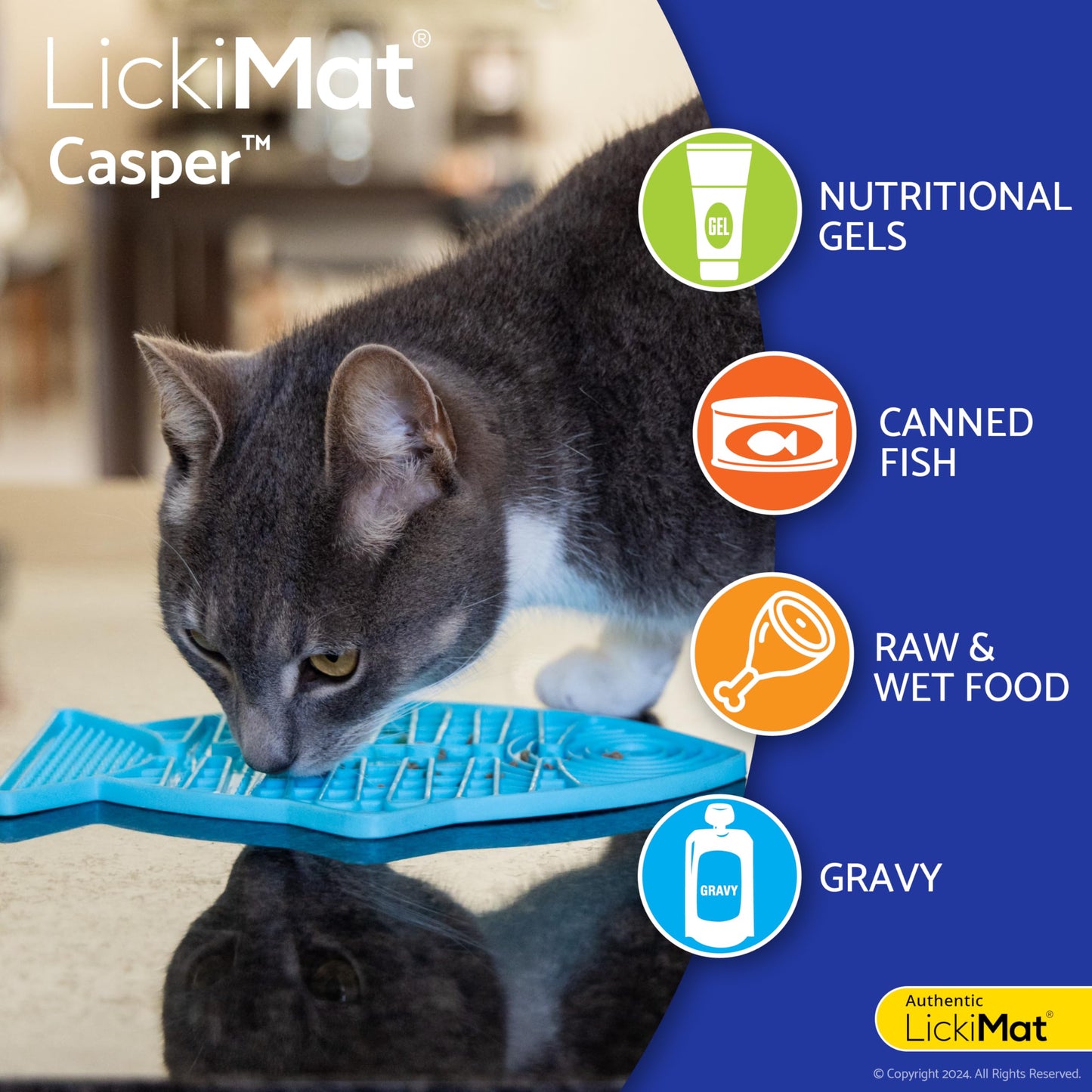 LickiMat Casper, Fish-Shaped Cat Slow Feeders for Feline Boredom and Anxiety Reduction; Perfect for Food, Treats and Anxiety Reduction, Purple