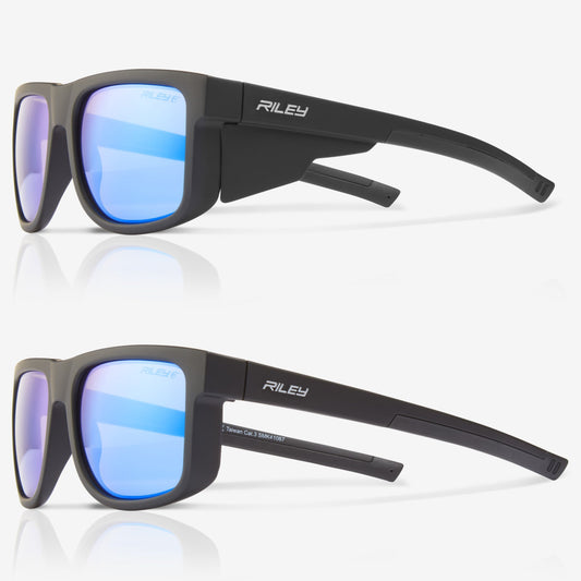RILEY Navigator Blue Mirror Safety Sunglasses Glasses + Blue Mirror Regular Sunglasses TWINPACK