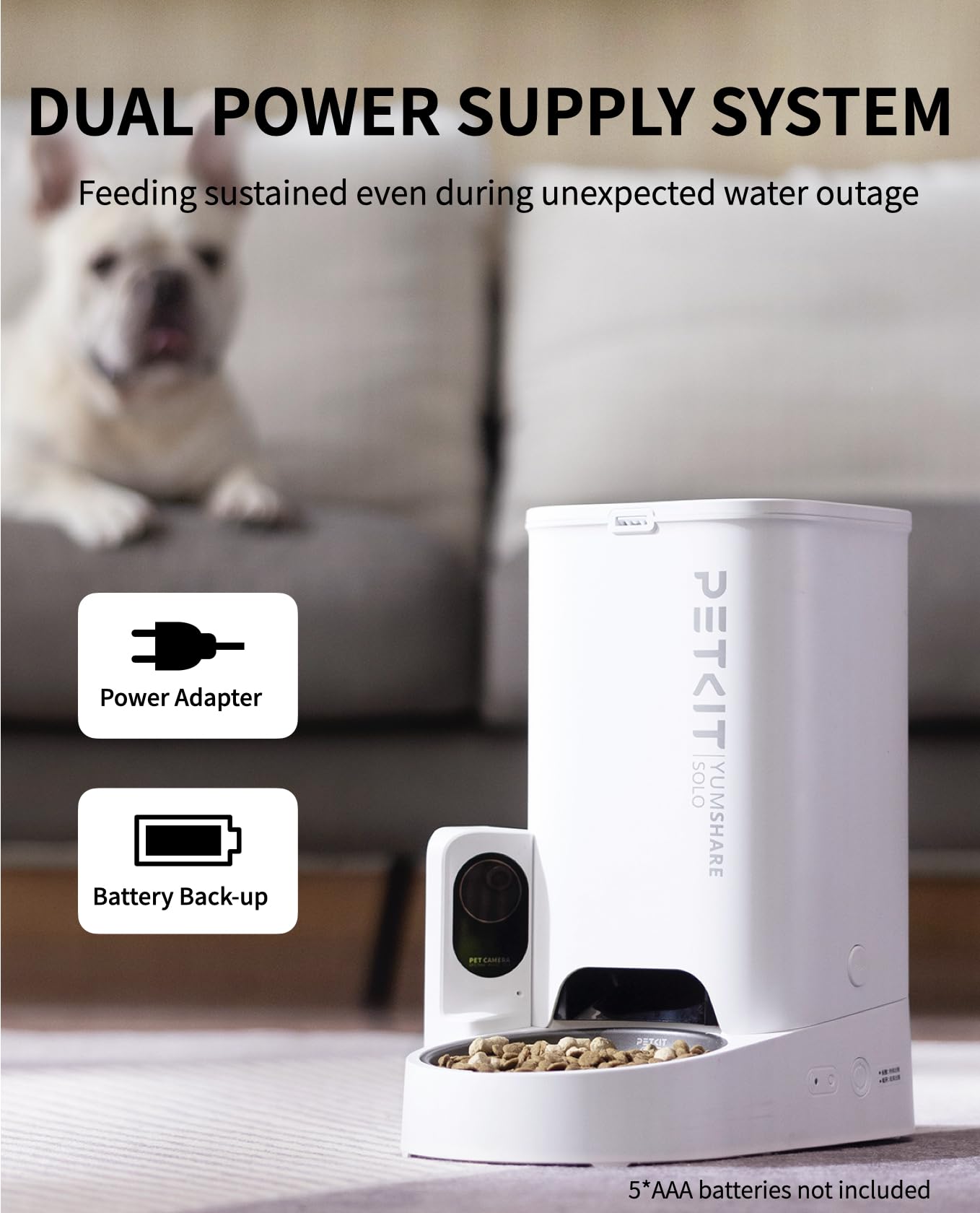 PETKIT Automatic Cat Feeder with Camera, 1080P HD Video with Night Vision, 2-Way Audio, 3L Auto Cat Feeder with Battery-Backup, Low Food & Blockage Sensor, App Control Cat Food Dispenser