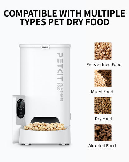PETKIT Automatic Cat Feeder with Camera, 1080P HD Video with Night Vision, 2-Way Audio, 3L Auto Cat Feeder with Battery-Backup, Low Food & Blockage Sensor, App Control Cat Food Dispenser