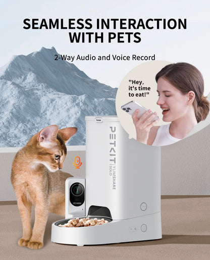 PETKIT Automatic Cat Feeder with Camera, 1080P HD Video with Night Vision, 2-Way Audio, 3L Auto Cat Feeder with Battery-Backup, Low Food & Blockage Sensor, App Control Cat Food Dispenser