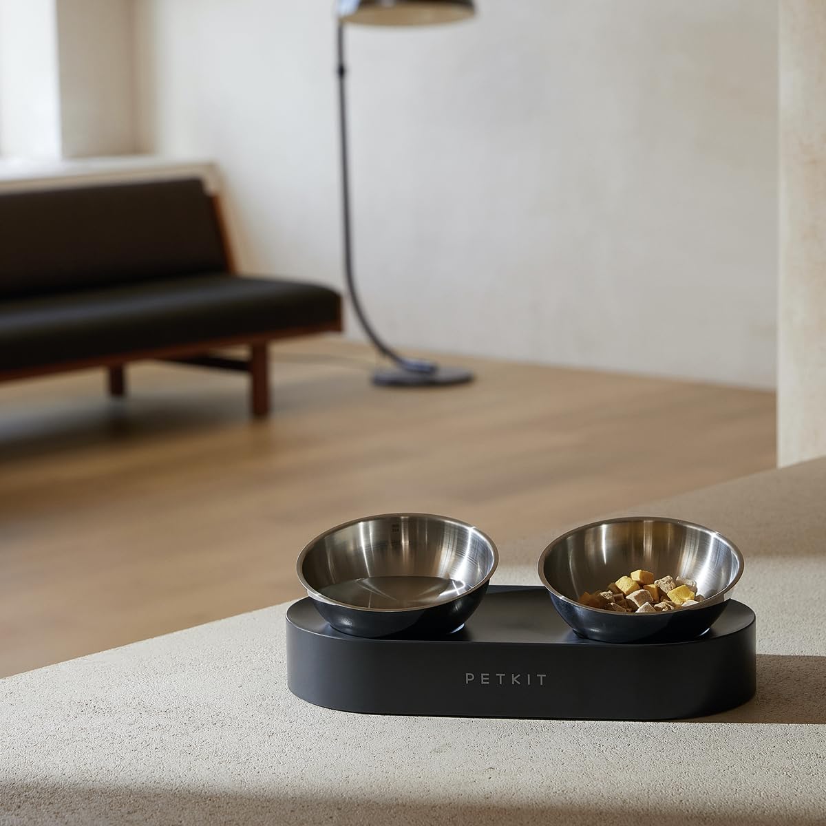 PETKIT Cat Bowls with Stand Tilted, 0 &15° Stainless Steel Elevated Cat Feeding Bowls for Cats and Small Dogs, Raised Cat Food and Water Bowls, Stress Free, Food Grade Material, Anti Slip None Spill
