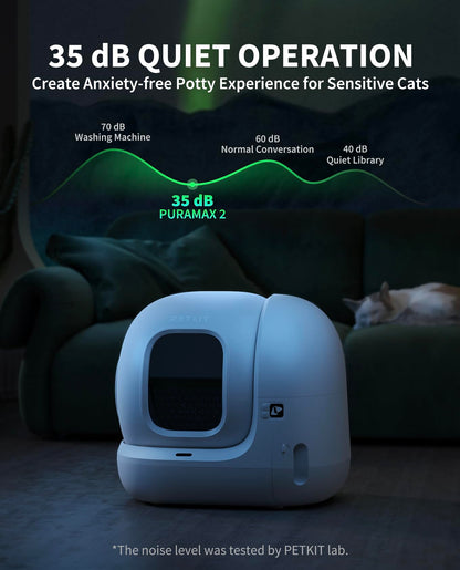 PETKIT PURA MAX 2 Self Cleaning Cat Litter Tray, App Control, 76L Extra Large Automatic Cat Litter Box for Multi-cats, Odour Control with N50, xSecure Robot Litter Box, Includes Trash Liner
