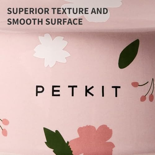 PETKIT Raised Cat Bowl, Ceramic Cat Elevated Food Bowl, Stress Free, Anti Vomiting, Backflow Prevention Cat Dog Water Bowl, Dishwasher and Microwave Safe, Pink