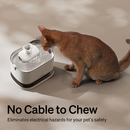 PETLIBRO Cat Water Fountain Battery Operated, Rechargeable, 2.5L/84oz Dockstream Wireless Pet Water Fountain, Water Dispenser with Wireless Pump, Easy Cleaning, BPA-Free for Cats, Pets
