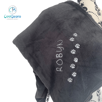 Pet Fleece Blanket - Mini Paws - Personalised in Corner