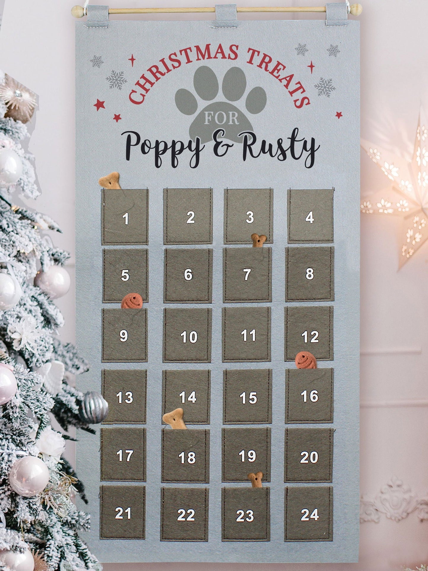 Personalised 2026 Pet Advent Calendar In Silver Grey