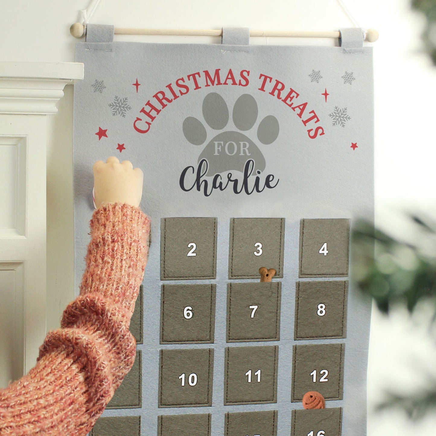 Personalised 2026 Pet Advent Calendar In Silver Grey