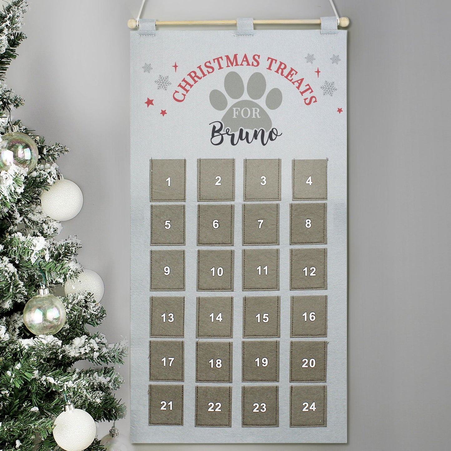 Personalised 2026 Pet Advent Calendar In Silver Grey