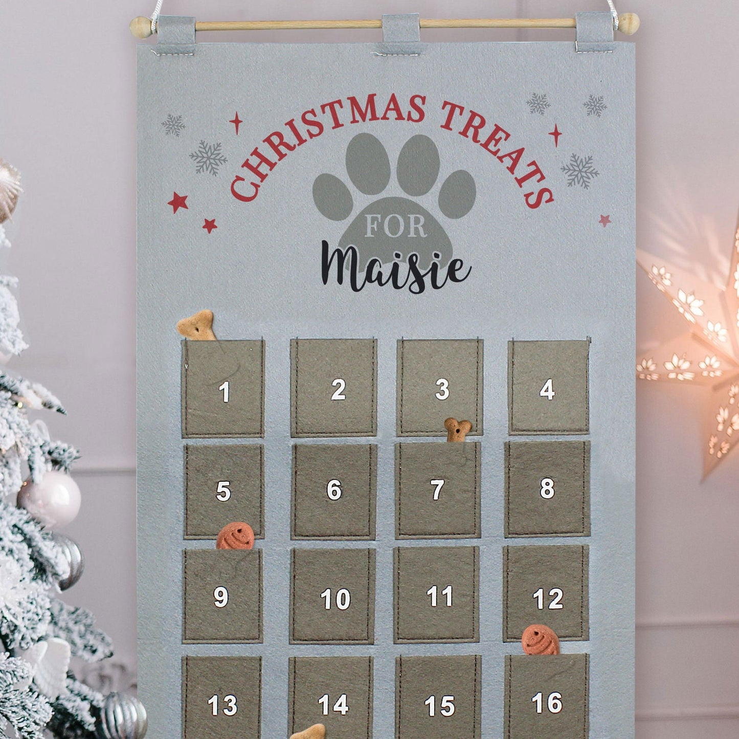 Personalised 2026 Pet Advent Calendar In Silver Grey